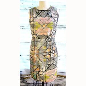 Elegant multicolor crisscross crayon sleeveless dress